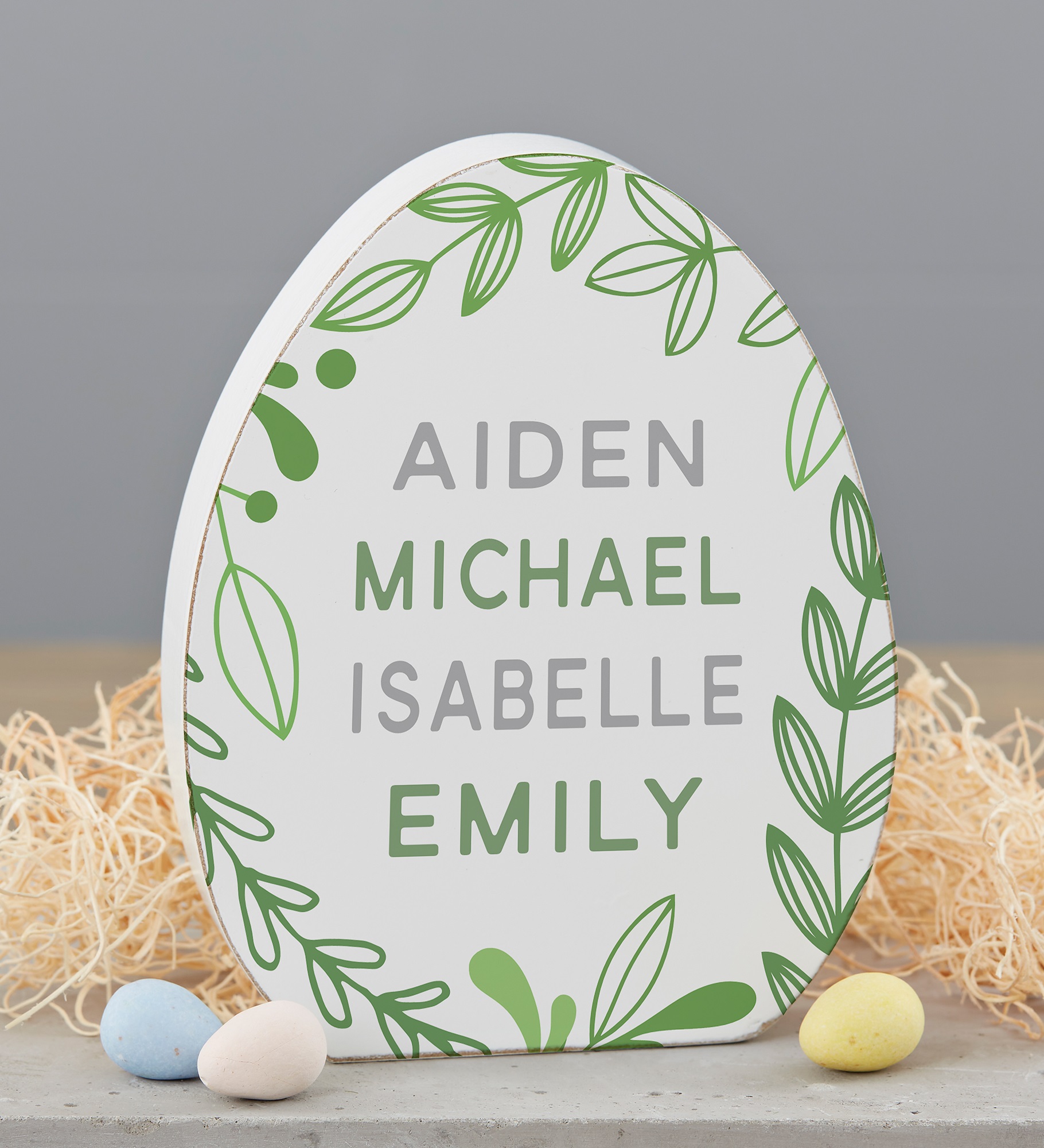 Greenery Personalized Wooden Easter Egg & Bunny Shelf Decorations